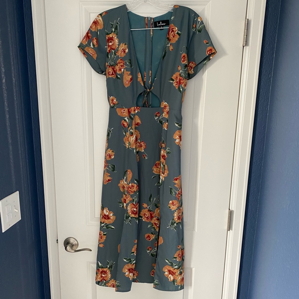 Floral cutout midi dress